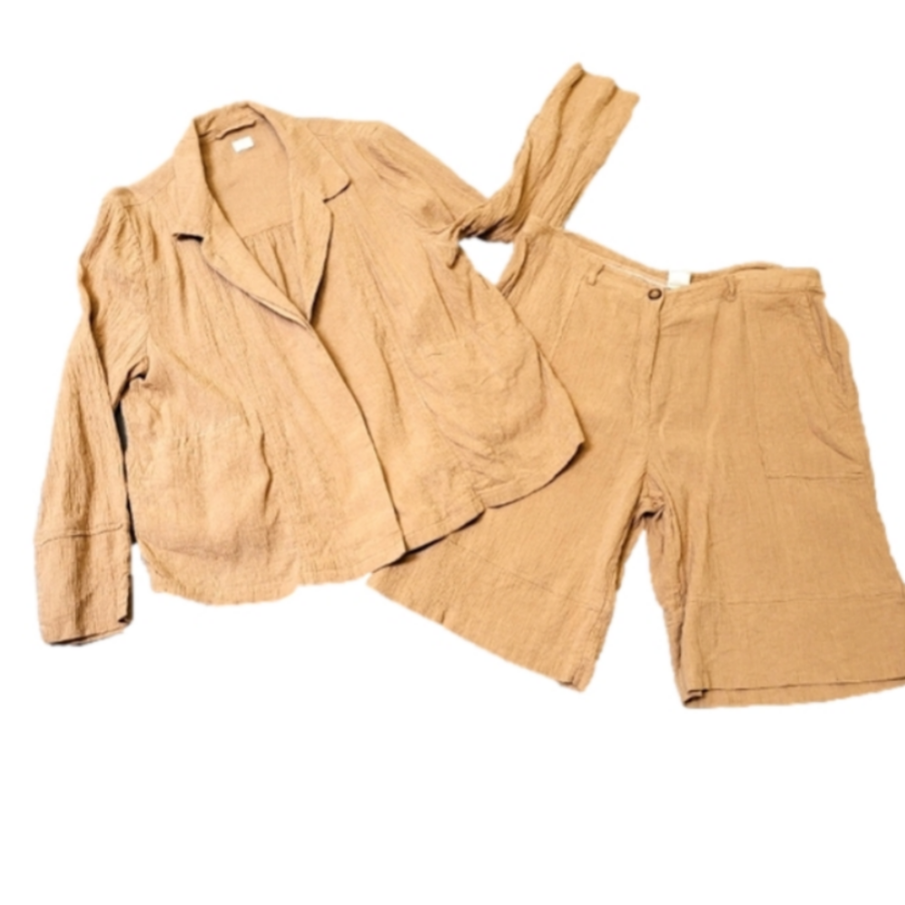 2 Piece Linen Shorts and Button Up Shaket Set by Poetry